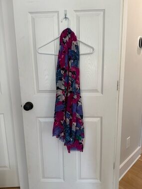 J. Crew Vibrant Floral Scarf in Pink, Blue & Purple